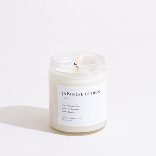 Brooklyn Candle Studio Japanese Citrus Minimalist Candle | Luxury Scented Candle, Vegan Soy Wax, Hand Poured in the USA | 50 Hour Slow Burn Time | 7.5 oz