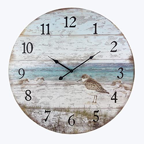 Young’s Inc Wood Coffee Cup Wall Clock – Wall Clocks for Living Room Decor – Functional and Decorative Beach, Lake, and Farmhouse Wall Clock – 23″ W x 23″ H