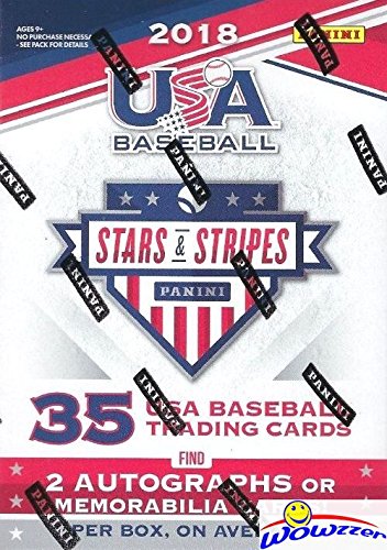 2018 Panini USA Stars & Stripes EXCLUSIVE Factory Sealed Retail Box with (2) AUTOGRAPHS or MEMORABILIA Cards! Look for On-Card Autos from Top 2017 MLB Draft Picks & USA Alumni Superstars! WOWZZER!