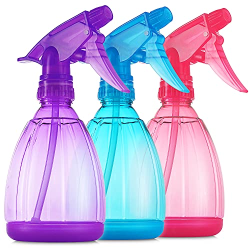 DilaBee Spray Bottles (3-Pack, 12 Oz) Water Spray Bottle for Hair, Plants, Cleaning Solutions, Cooking, BBQ, Squirt Bottle for Cats – Empty Spray Bottles – BPA-Free – Multicolor