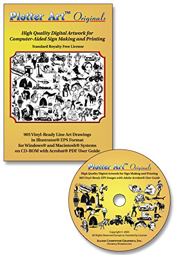 Plotter Art™ Originals, 905 Vinyl Ready Vector Clip Art Images on CD-ROM with 56 Page PDF User Guide – Standard Royalty Free License
