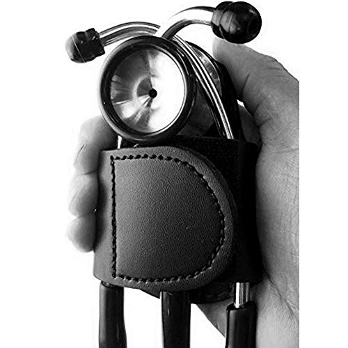 100% – Genuine Leather Black Stethoscope Holder for Women Men – Stethoscope Holder Hip Clip, Medical Nursing Accessories Stethoscope Case For Nurses Holster Cover Kit for Pediatric Cardiology Doctor