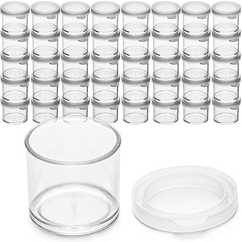 DecorRack 40 Plastic Mini Containers with Lids, 0.5oz, Craft Storage Containers for Beads, Glitter, Slime, Paint or Seed Storage, Small Clear Empty Cups with Lids (40 Pack)