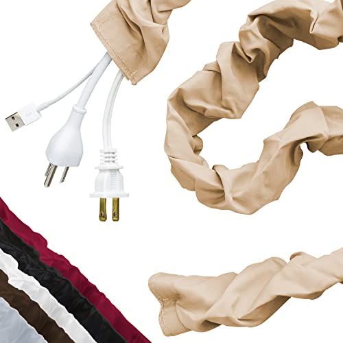 Cordinate Fabric Cord Cover, 6 ft, Hides Cables, Great for Lamps, Light Fixtures, and Desks, Cable Management, Easy Installation, Champagne, 40730