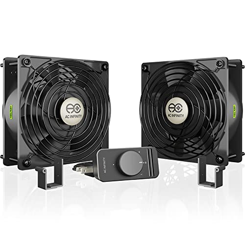 AC Infinity AXIAL S1238D, Dual 120mm Muffin Fan with Speed Controller, UL-Certified for Doorway, Room to Room, Wood Stove, Fireplace, Circulation Projects