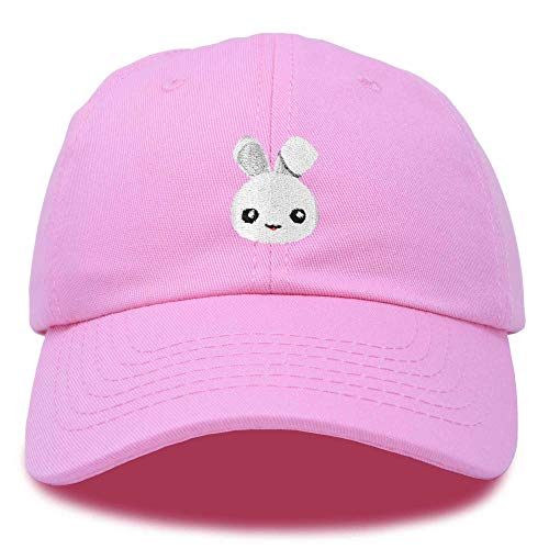 DALIX Cute Bunny Dad Hat Cotton Twill Baseball Cap Embroidered Design in Pink