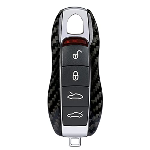 M.JVisun Genuine Carbon Fiber Key Fob Cover for Porsche 718 911 Carrera 918 Spyder Boxster 981 Cayenne 92A Cayman 981 for Macan for Panamera 970 Smart Car Remote Key Replacement Case – A Style – Black