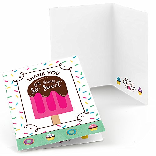 Big Dot of Happiness Sweet Shoppe – Candy and Bakery Birthday Party or Baby Shower Thank You Cards (8 count)