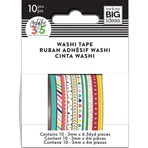 Happy Planner Mini Washi Tape 3mmx6.56yd Each 10/Pkg-Brights | The Storepaperoomates Retail Market - Fast Affordable Shopping