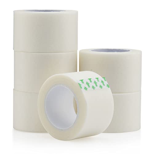 Paper Medical First Aid Surgical Tape 1″ x 10 Yards [Pack of 6 Rolls] Lightweight Breathable Microporous Self Adhesive Latex Free Hypoallergenic Bandage and Wound Dressing Tape