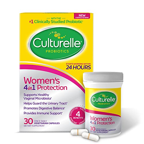 Culturelle Women’s 4-in-1 Protection, Daily Probiotics for Women – 30 Count – Daily Probiotics for Vaginal Health, Digestive Health, & Immune Support – Gluten & Soy Free, Non-GMO, Packaging May Vary