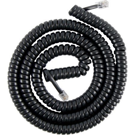 25′ Feet Black Coiled Telephone Phone Handset Cable Cord by Bistras