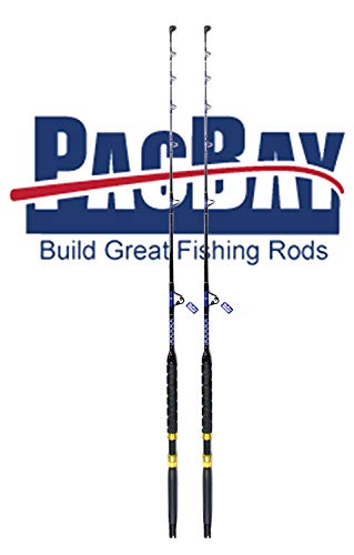 Xcaliber Marine Pair (2) Tournament Series 20-40lb Saltwater Trolling Rod w/Pac Bay Guides (Blue & Silver)