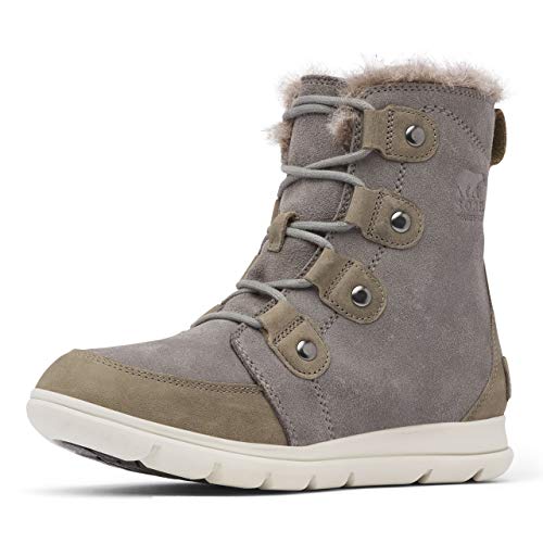 Sorel Women’s Leather and Suede Snow Boot, Grey Quarry Black, 5