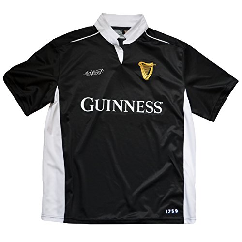 Guinness Black/White Performance Short Sleeve Rugby Shirt (Large)