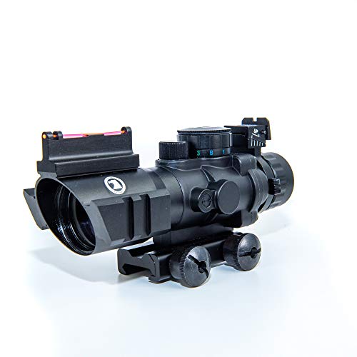 Osprey Global 4X32MDG : 4X 32 Compact Tactical Scope with 3 Color (Red Green or Blue) MIL-Dot Sight and Naturally Illuminated Fiber Optic Iron Sight