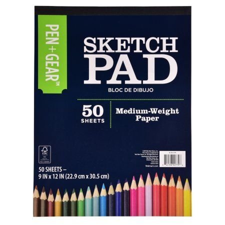 50 Sheets 9 x 12 Inch Medium-Weight Sketchpad For Drawing. For Pencil, Pastel and Charcoal Sketching and Coloring Sketchbook