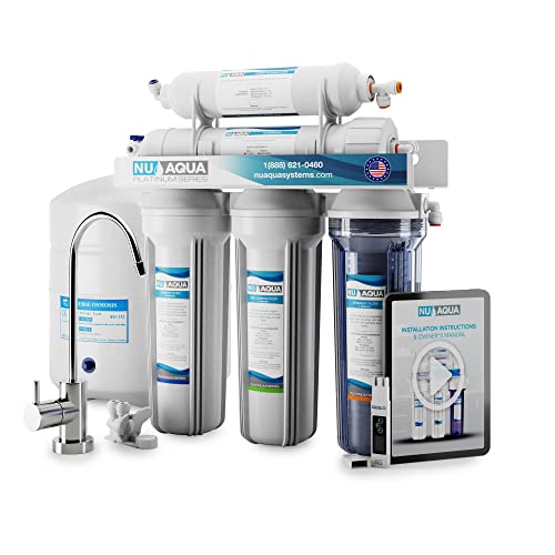 NU Aqua High Capacity 100GPD 5-Stage Under Sink Reverse Osmosis Drinking Water Filter System – Bonus PPM Meter – 120 Day Guarantee