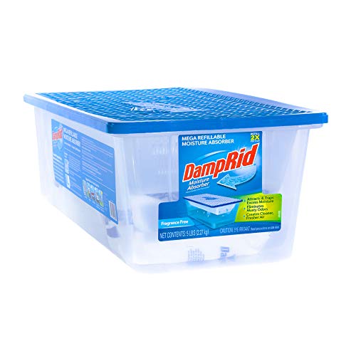 DampRid – Fragrance Free Mega Refillable Moisture Absorber – (5 lb.) – Traps Moisture in Basements & Large Areas for Fresher, Cleaner Air