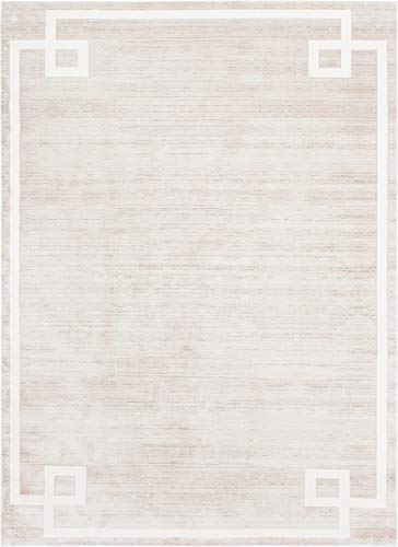 Unique Loom Uptown Collection by Jill Zarin Collection Greek Key Textured Modern Beige Area Rug (9′ 0 x 12′ 0)