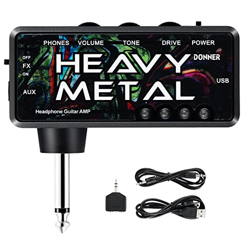 Donner Guitar Headphone Amp Heavy Metal USB Rechargeable Mini Pocket Headphone Amplifier for Electric Guitar