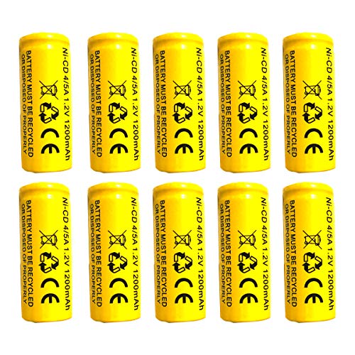 (10 Pack) Lithonia LES ELN LRES ELN Lithonia ELB1201N 1.2v 1200mah Ni-cd Battery Replacment for Exit Sign Emergency Light ELB-1210N ELB-1201N Sanyo KR-1200AUL KR1100AE KR-1500AUL
