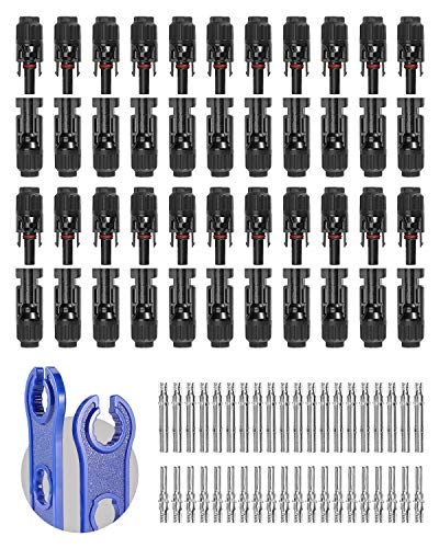 BougeRV 44PCS Solar Connector with Spanners IP67 Waterproof Solar Panel Cable Connectors Male/Female 22Pairs(10AWG)