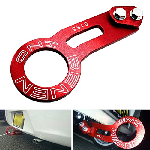 Rear Tow Towing Hook for Universal Car Auto Trailer Ring Aluminum Alloy, {Improved} Wiredrawing Anodizing (red)