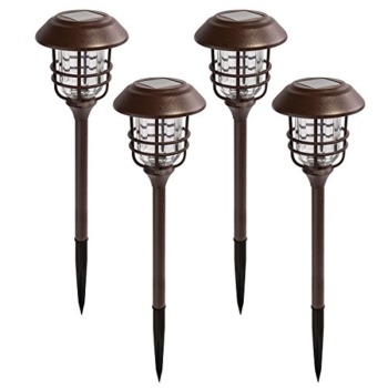GIGALUMI Super Bright Solar Outdoor Lights 4 Pack, Waterproof Metal Automatic Path Lights with Glass Stainless Steel, Solar Yard Lights Decorative for Path, Garden, Lawn, Patio and Walkway | The Storepaperoomates Retail Market - Fast Affordable Shopping