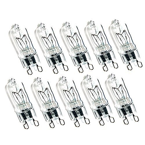 CTKcom G9 25W Bi-Pin Halogen Bulbs(10 Pack)- JCD Type Halogen Light Bulbs G9 Base Light Bulb 25-Watt 120-Volt Clear Light Lamp Bulbs T4 JD Type Halogen Bulb,10 Pack