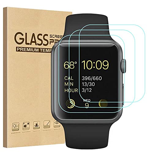 Tourist [3 Pack] Compatible for Apple Watch Tempered Glass Screen Protector 42mm Series 3/2 / 1, 9H Hardness, Anti-Fingerprint, Anti-Bubble Easy Installation [Only Covers The Flat Area (3 Pack)
