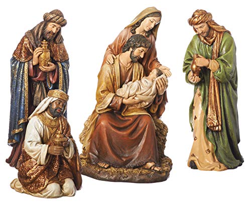 Joseph’s Studio by Roman – 4-Piece Textured Nativity Set, Includes Holy Family and Three Kings, 16″ H, Resin and Stone, Decorative, Collection, Durable, Long Lasting