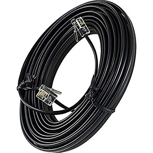 Bistras 50′ Foot Black Telephone Extension Cord Cable Line Wire RJ-11