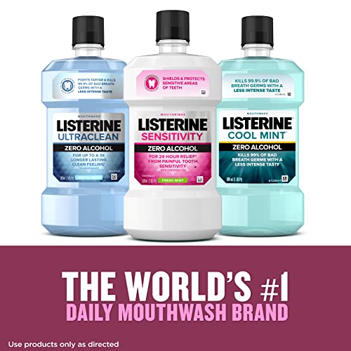 Listerine Sensitivity Mouthwash, 24-HR Tooth Sensitivity Relief & Protection, Alcohol-Free Formula in Fresh Mint Flavor, 500 mL (Pack of 2) | The Storepaperoomates Retail Market - Fast Affordable Shopping