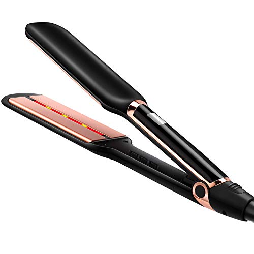 Flat Iron for Hair, DORISILK Professional Ceramic Tourmaline 2 Inch Wide Infrared Hair Straightener with Digital Temperature Control 250-450 Degrees, Instant Heat Up, Dual Voltage