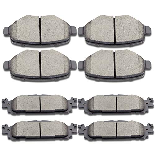 SCITOO Ceramic Brake Pads, 8pcs Front Rear Brake Pads Brakes Kits fit for 11-17 for Ford Explorer,09-19 for Ford Flex,10-19 for Ford Taurus,11 for Lincoln MKS,10-14 for Lincoln MKT