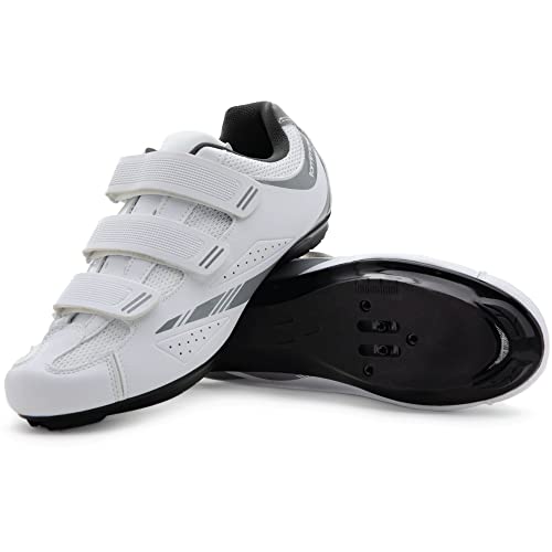 Tommaso Pista 100 Women’s Cycling Shoes Dual Cleat Compatibility – Spin Shoes, Indoor Cycling Bike, Road Bike Shoes, Sport Bike- No Cleats – Compatible with SPD, SPD-SL & Look Delta Cleats – White 40
