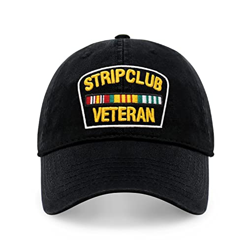 Strip Club Veteran Dad hat Pre Curved Visor Cotton Ball Cap Baseball Cap PC101 (Black)