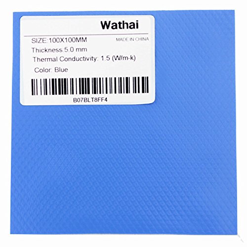 Wathai 100x100mm 5mm Thickness Blue Cooling Thermal Conductive Silicone Pad for CPU GPU IC PS3 PS2 Xbox Heatsink