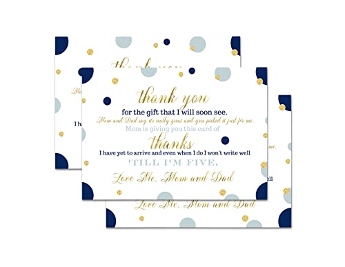 Navy and Gold Baby Shower Thank You Postcards (15 Pack) Notecards Only – Eco-friendly – Printed 4×6 – Paper Clever Party