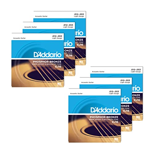 D’Addario EJ16 Acoustic Phosphor Bronze Light 12-53 6-Pack Bundle