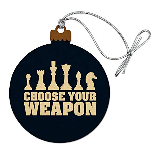 Choose Your Weapon Chess Pawn Rook Knight King Queen Wood Christmas Tree Holiday Ornament