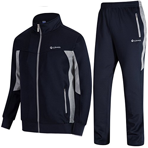 TBMPOY Men’s Outdoor Performance Regular Fit Suit Sweat Warm Up Pants Navy/Grey XL