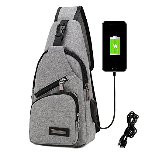 RARITYUS Men and Women Sling Backpack Chest Crossbody Bags Hiking Travel Backpack Daypack with USB Charging Port