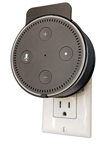 Dot Genie Deluxe Mount for Amazon Echo Dot 2nd Generation Alexa: The Simplest and Cleanest High-End Outlet Wall Mount Hanger Stand for Kitchen and Bathroom Speakers (Black)