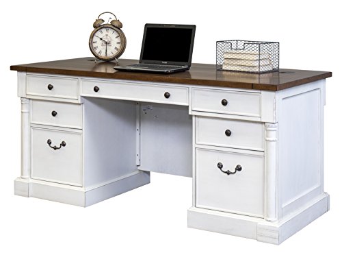 Martin Furniture Durham Double Pedestal Executive Desk, White
