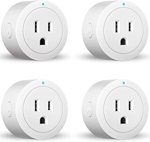 Smart Plug Amysen – A Certified & Alexa, Echo & Google Home – Only WiFi 2.4G (4- Pack) (C LED Green)