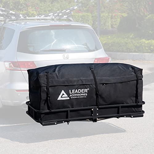 Leader Accessories Waterproof Hitch Cargo Carrier Bag, 17 Cu Ft (58″ 21″ 24″), Soft-Shell Vehicle Cargo Carrier Include 6 Reinforced Straps for Truck SUV Vans with Steel Cargo Basket Hitch Mount