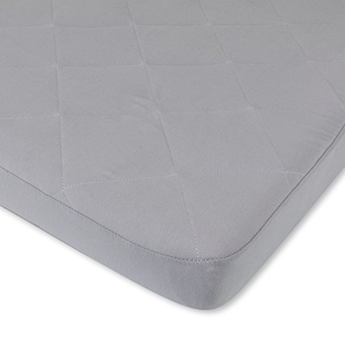 Ely’s & Co. Patent Pending Waterproof Cotton Quilted Pack n Play Sheet | Mini Crib Sheet | All in one Mattress Pad Cover and Cozy Sheet, Grey