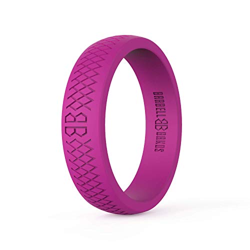 Barbell Bands Silicone Ring For Women – Premium Rubber Wedding Band For Fitness Recreation Outdoor Lifestyle – (Magenta, 8)